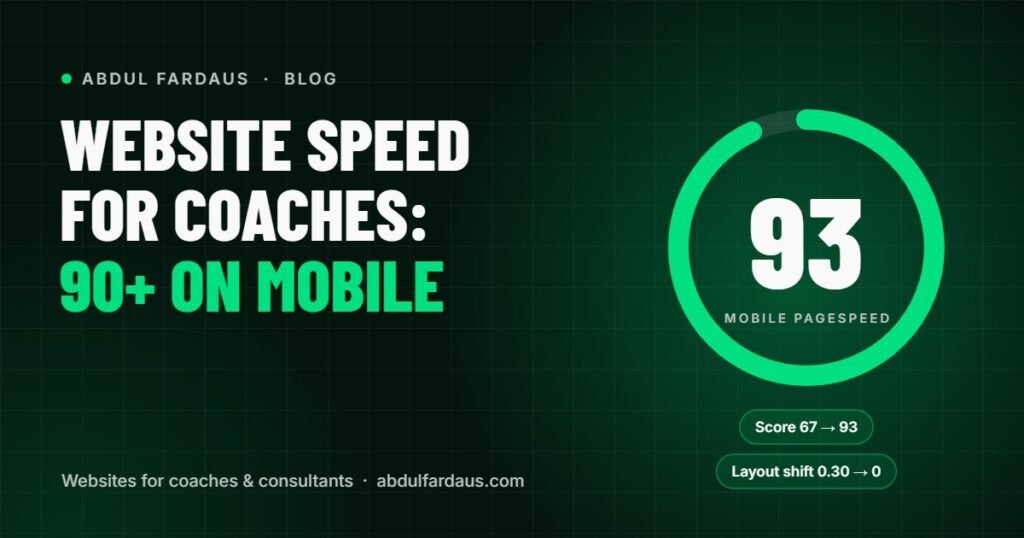 Website speed gauge showing a 93 mobile score