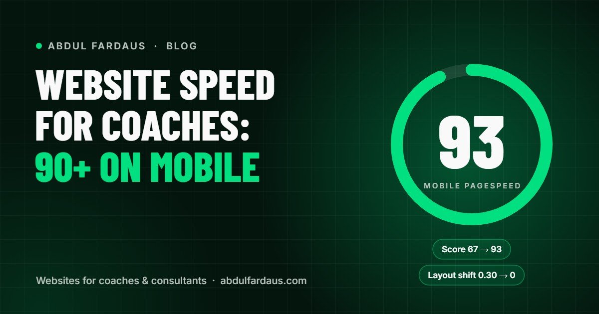 Website speed gauge showing a 93 mobile score